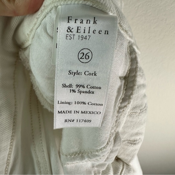 FRANK & EILEEN Cork Distressed Hem White Denim Slim Jeans SZ 26 - Picture 11 of 12